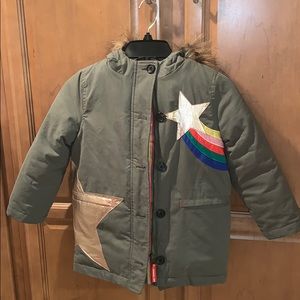 LIKE NEW Mini Boden Cosy Rainbow Star Parka